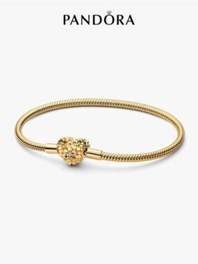 Pandora Daisy Heart Clasp Snake Chain Bracelet